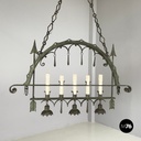 Italian antique Chandelier with eight lights in crafted wrought iron, 1930s