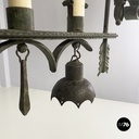 Italian antique Chandelier with eight lights in crafted wrought iron, 1930s