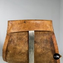 Italian mid-century modern brown leather swivel chairs with wheels, 1950s