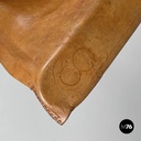 Italian mid-century modern brown leather swivel chairs with wheels, 1950s