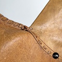 Italian mid-century modern brown leather swivel chairs with wheels, 1950s