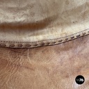 Italian mid-century modern brown leather swivel chairs with wheels, 1950s