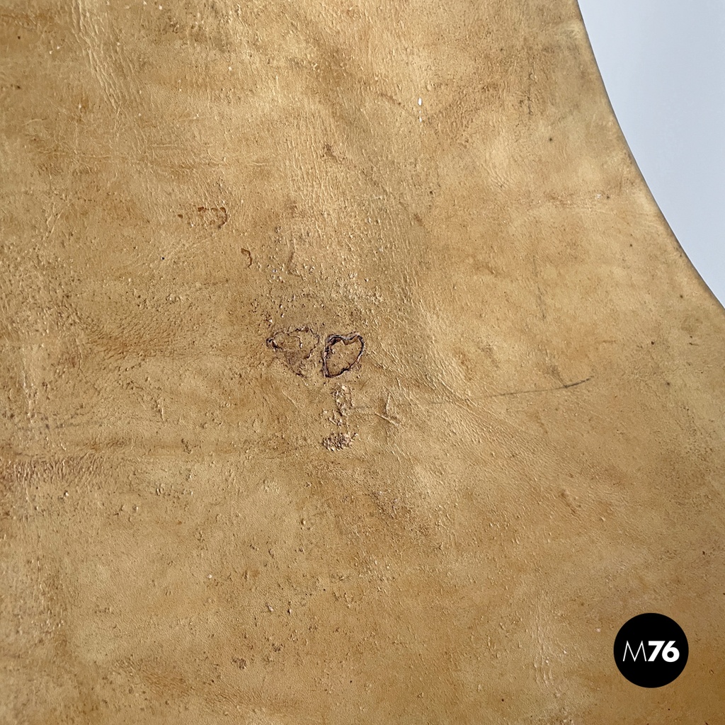 Italian mid-century modern brown leather swivel chairs with wheels, 1950s