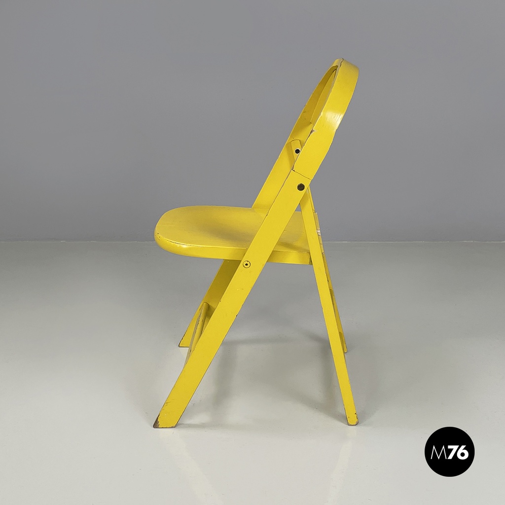 Italian mid-century modern Yellow wood folding chair Tric by Castiglioni, 1960s