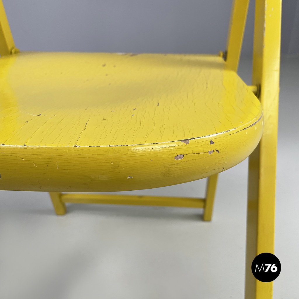 Italian mid-century modern Yellow wood folding chair Tric by Castiglioni, 1960s
