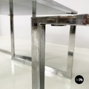 Italian modern Trio of coffee tables in smoked glass and metal, 1980s