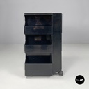 Italian modern black plastic storage trolley Boby Joe Colombo Bieffeplast, 1970s