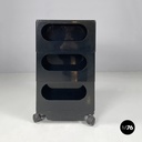 Italian modern black plastic storage trolley Boby Joe Colombo Bieffeplast, 1970s