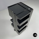 Italian modern black plastic storage trolley Boby Joe Colombo Bieffeplast, 1970s