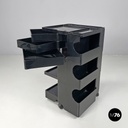 Italian modern black plastic storage trolley Boby Joe Colombo Bieffeplast, 1970s