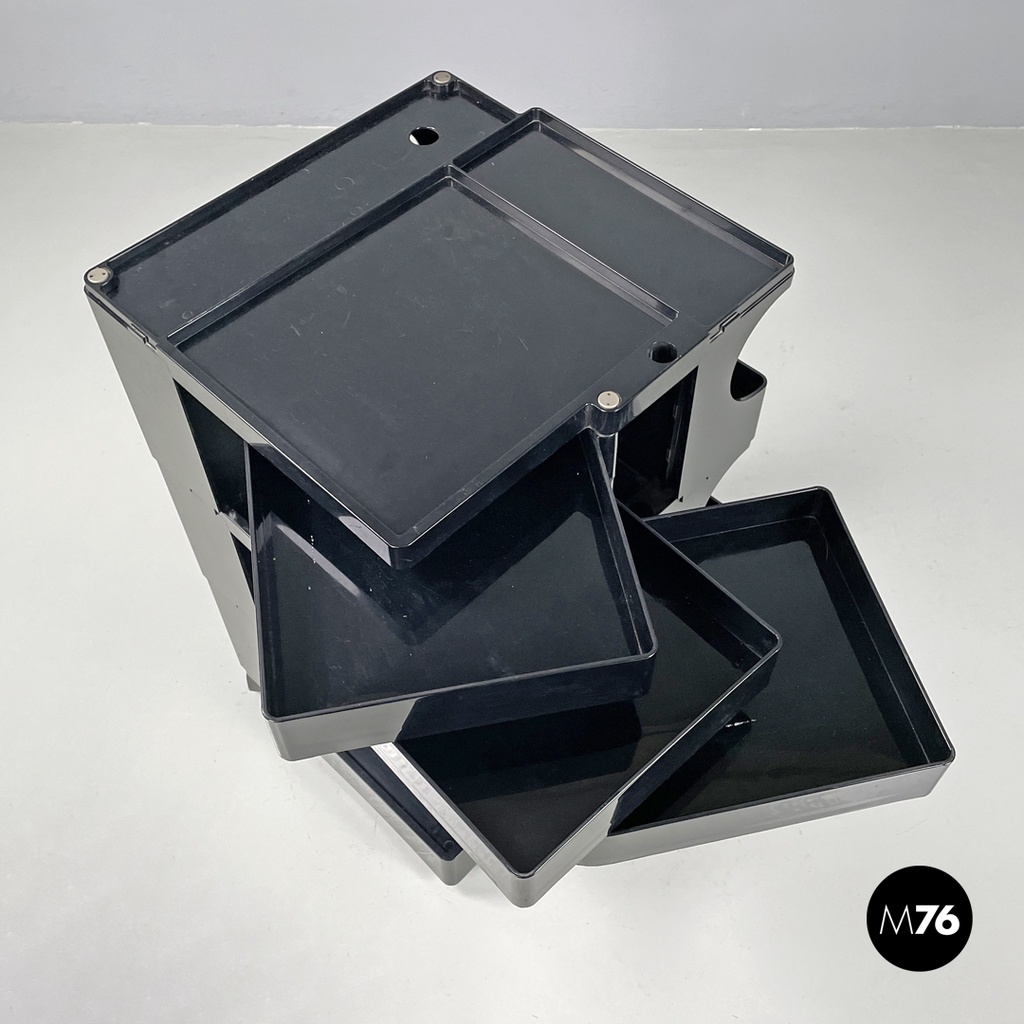 Italian modern black plastic storage trolley Boby Joe Colombo Bieffeplast, 1970s