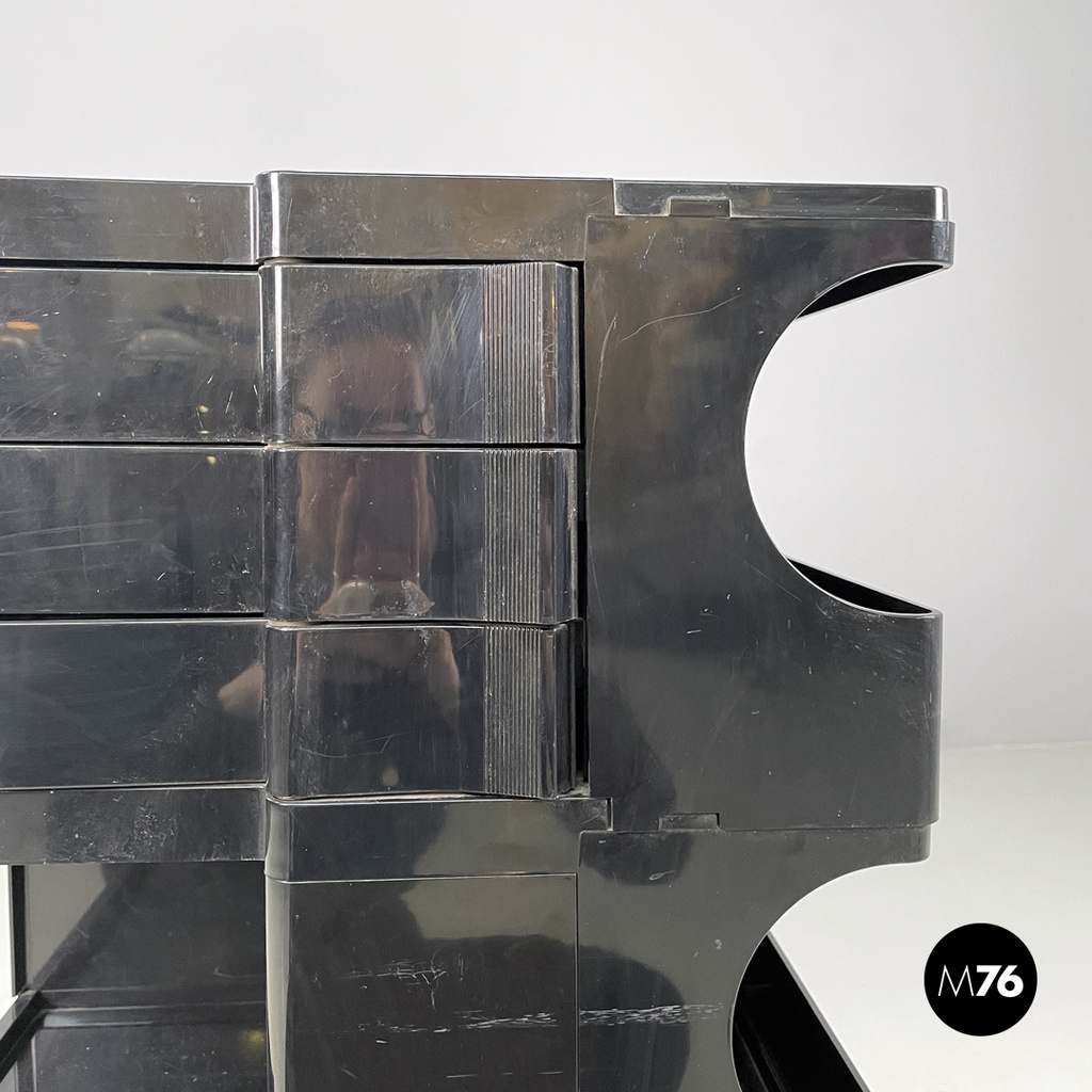 Italian modern black plastic storage trolley Boby Joe Colombo Bieffeplast, 1970s