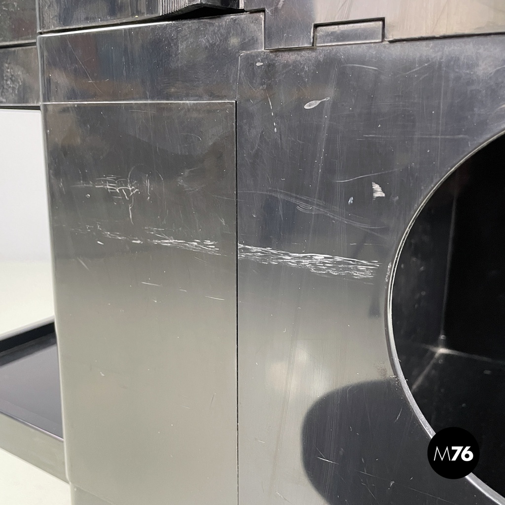 Italian modern black plastic storage trolley Boby Joe Colombo Bieffeplast, 1970s