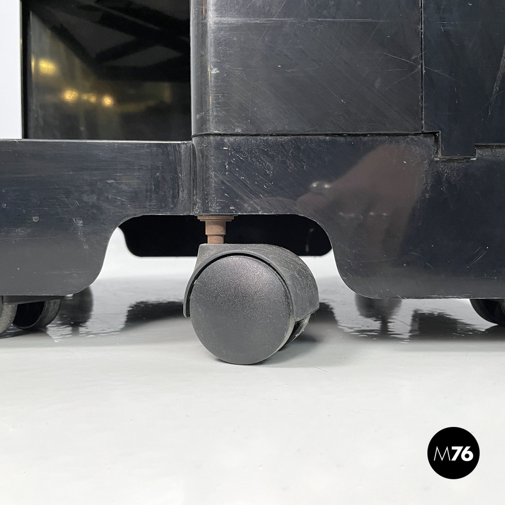 Italian modern black plastic storage trolley Boby Joe Colombo Bieffeplast, 1970s