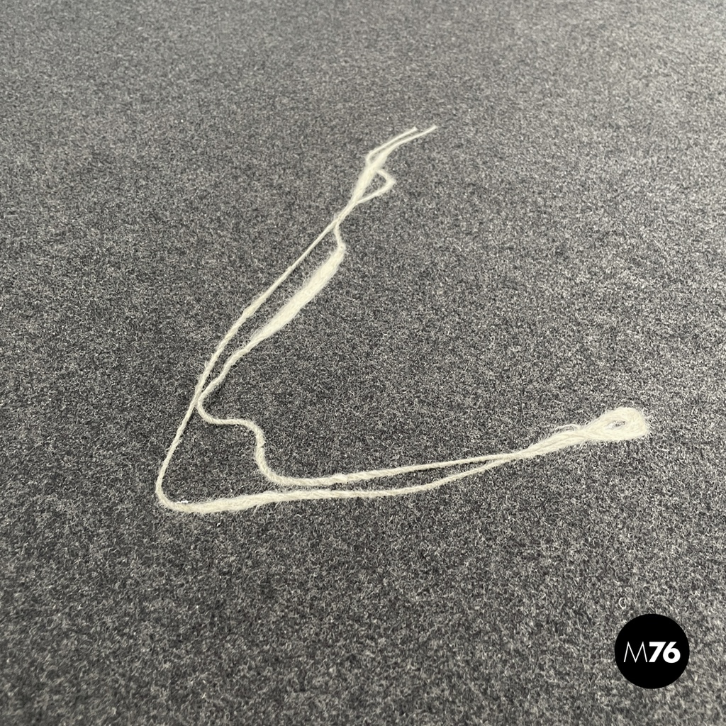 Italian postmodern rectangular grey felt rug red circle Riccardo Fattori, 2000s