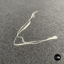 Italian postmodern rectangular grey felt rug red circle Riccardo Fattori, 2000s