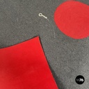 Italian postmodern rectangular grey felt rug red circle Riccardo Fattori, 2000s