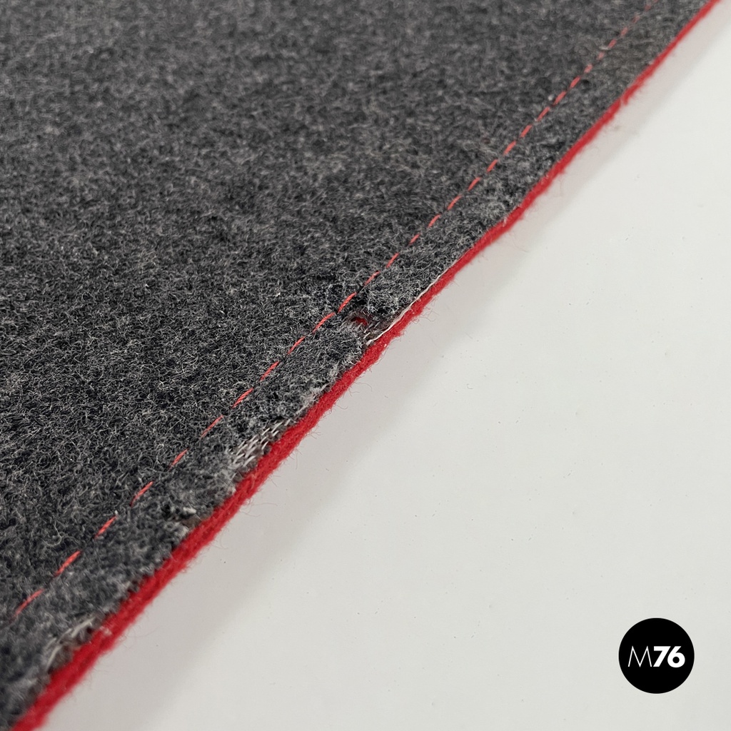 Italian postmodern rectangular grey felt rug red circle Riccardo Fattori, 2000s
