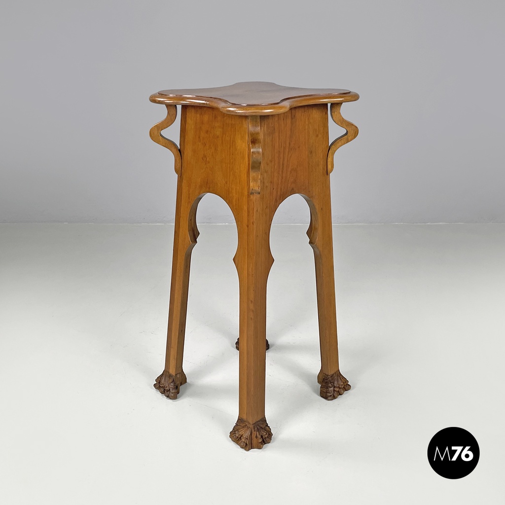 Italian antique wood pedestals with curved profiles and decorations, early 1900s