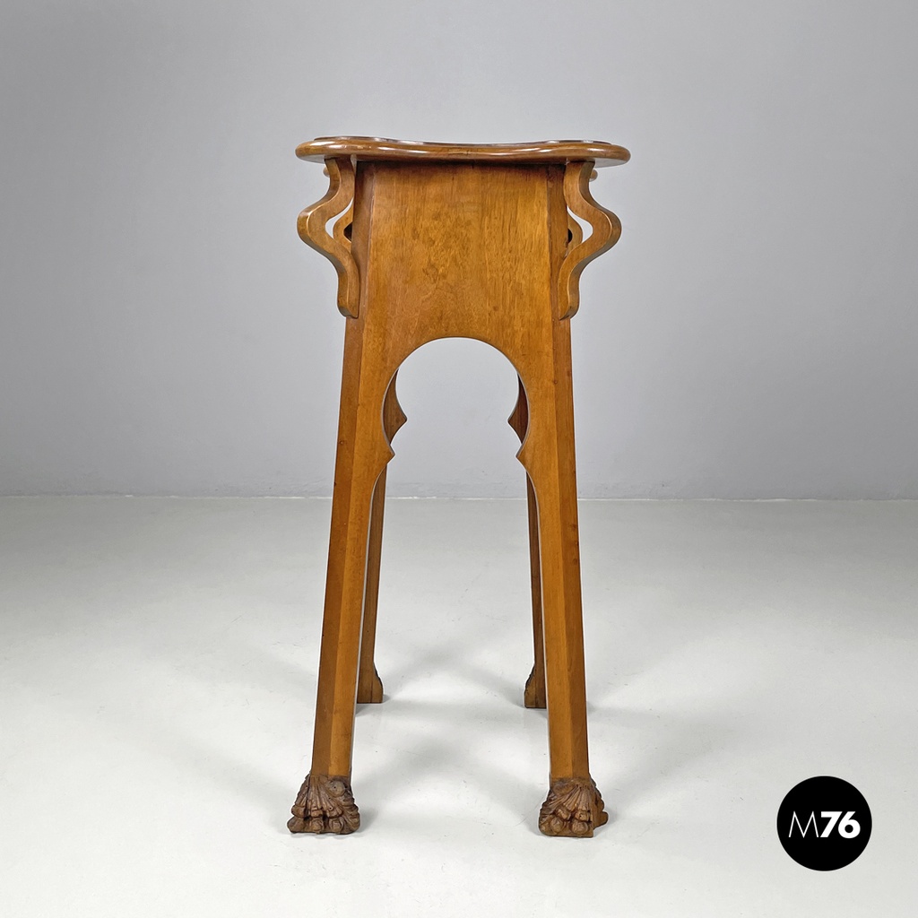 Italian antique wood pedestals with curved profiles and decorations, early 1900s