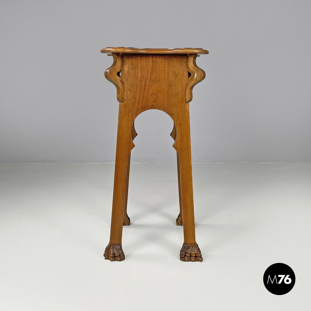 Italian antique wood pedestals with curved profiles and decorations, early 1900s