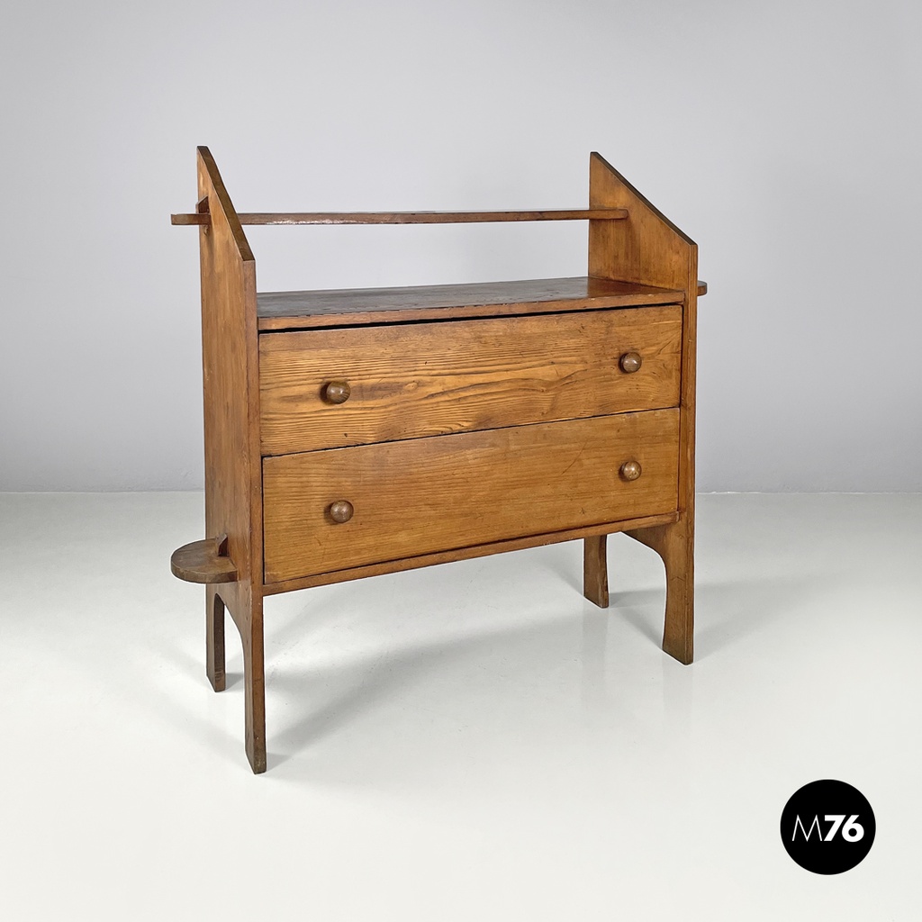 Italian modern wooden chest of drawers with visible joints La Casa Bella, 1970s