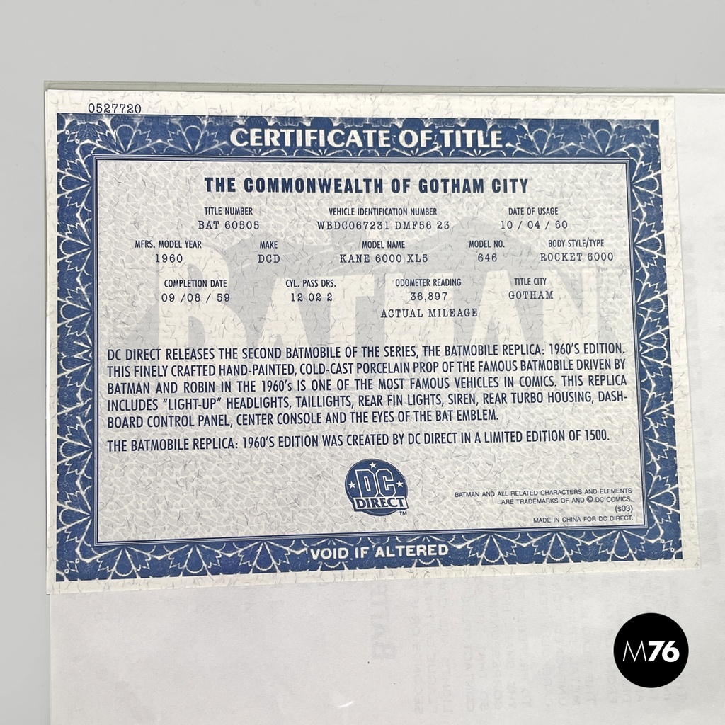 American limited edition Batmobile 60s model replica 0262/1500 DC Direct, 2000s