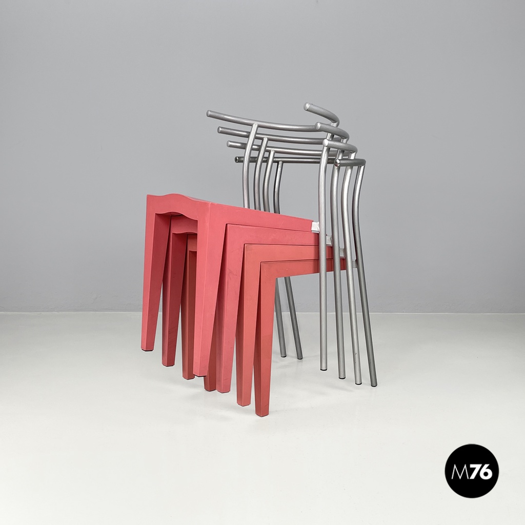 Sedie Dr Glob di Philippe Starck per Kartell in plastica rosa, 1980 ca.