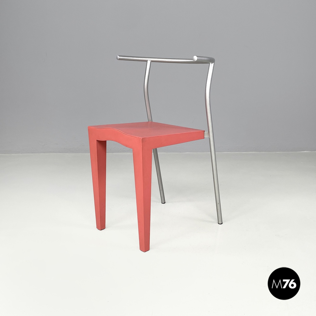 Sedie Dr Glob di Philippe Starck per Kartell in plastica rosa, 1980 ca.