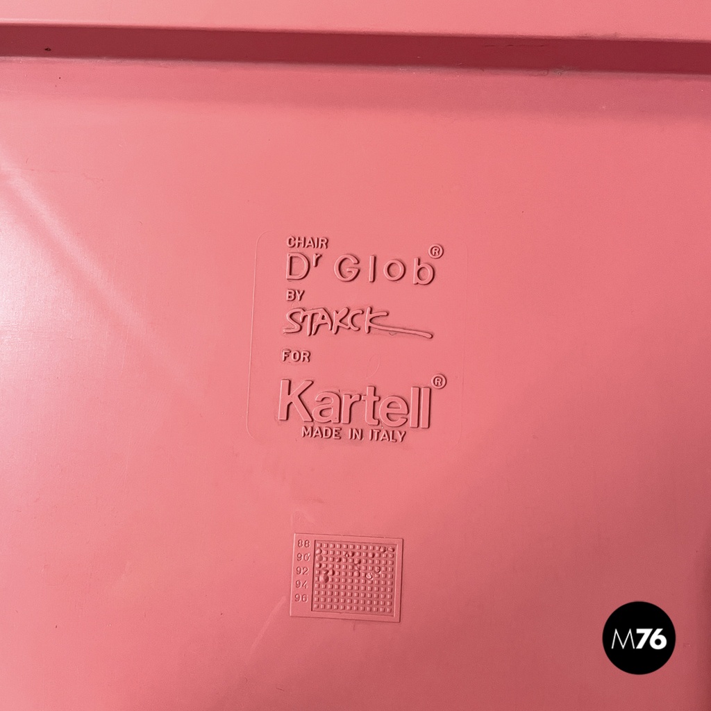 Sedie Dr Glob di Philippe Starck per Kartell in plastica rosa, 1980 ca.