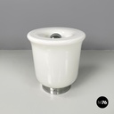 Italian modern round table lamp with curved profiles metal and white glass 1970s