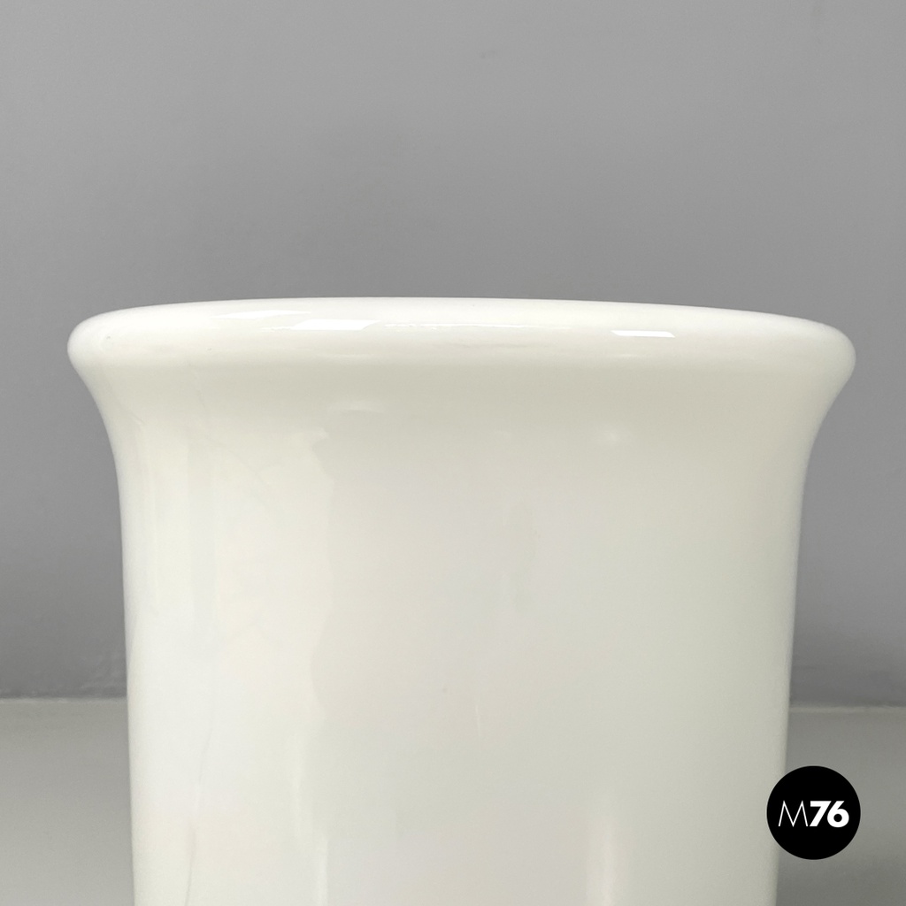 Italian modern round table lamp with curved profiles metal and white glass 1970s