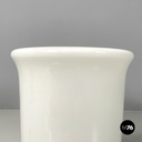 Italian modern round table lamp with curved profiles metal and white glass 1970s