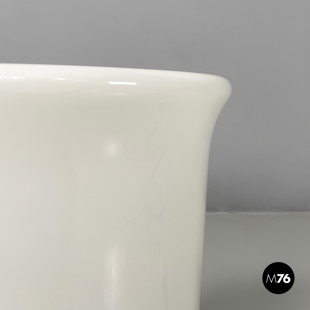 Italian modern round table lamp with curved profiles metal and white glass 1970s