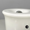 Italian modern round table lamp with curved profiles metal and white glass 1970s