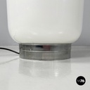 Italian modern round table lamp with curved profiles metal and white glass 1970s