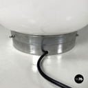 Italian modern round table lamp with curved profiles metal and white glass 1970s
