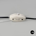 Italian modern round table lamp with curved profiles metal and white glass 1970s