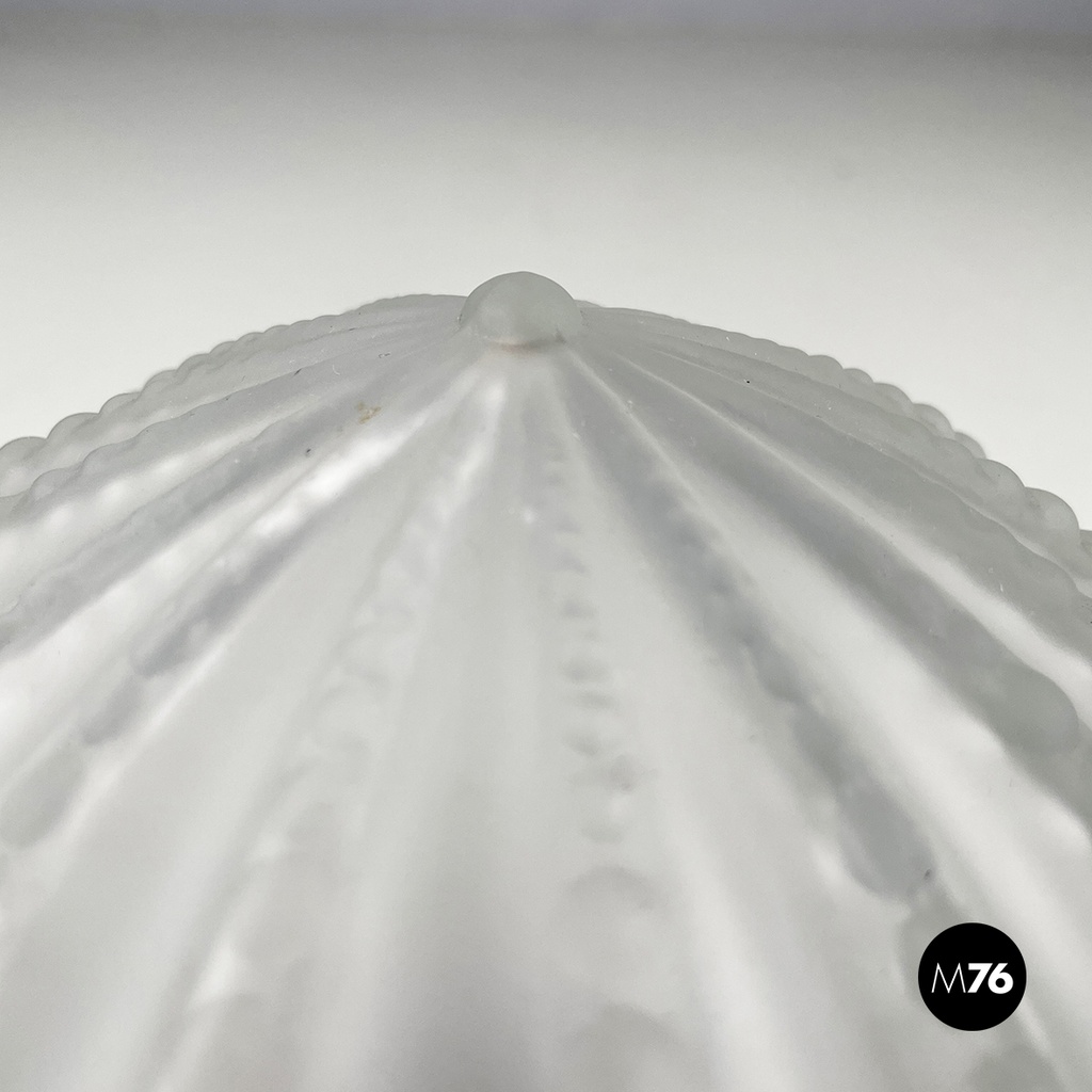 Italian art deco Wall lamp in crafted glass, wood and brass, 1930-1940s