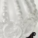 Italian art deco Wall lamp in crafted glass, wood and brass, 1930-1940s