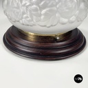 Italian art deco Wall lamp in crafted glass, wood and brass, 1930-1940s