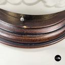 Italian art deco Wall lamp in crafted glass, wood and brass, 1930-1940s