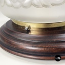 Italian art deco Wall lamp in crafted glass, wood and brass, 1930-1940s