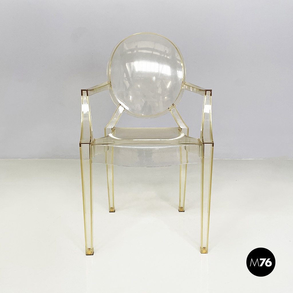 Italian modern Yellow plastic chairs Louis Ghost by Starck Kartell, 2000-2010s