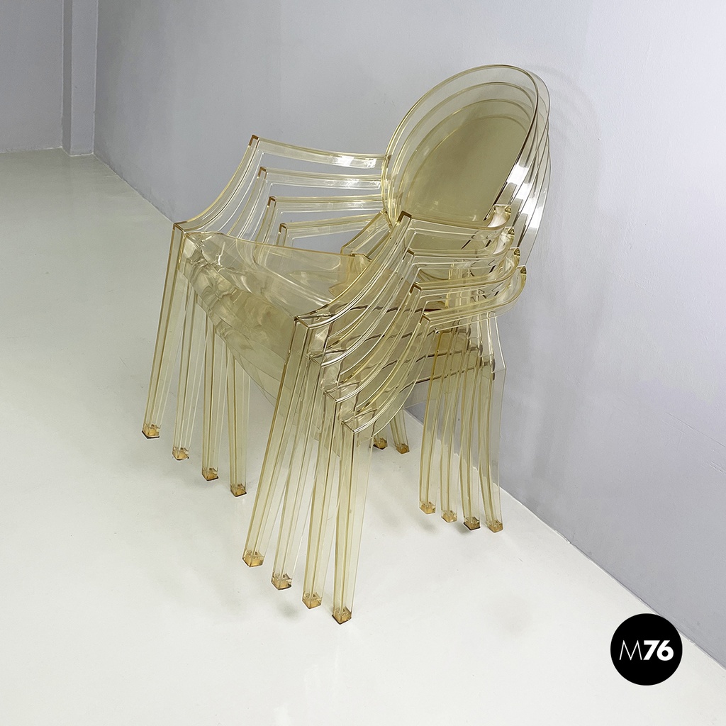 Italian modern Yellow plastic chairs Louis Ghost by Starck Kartell, 2000-2010s
