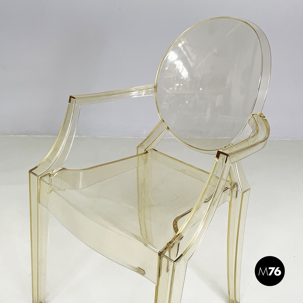 Italian modern Yellow plastic chairs Louis Ghost by Starck Kartell, 2000-2010s