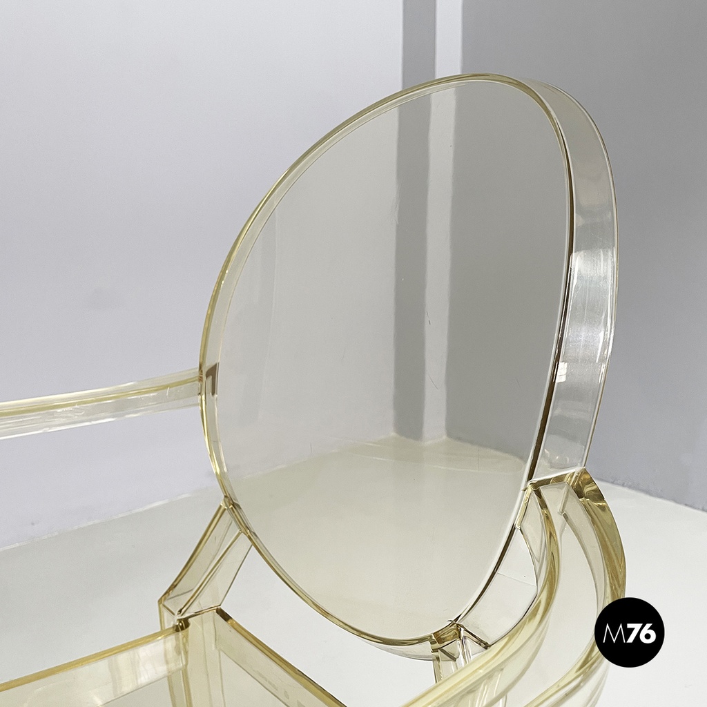 Italian modern Yellow plastic chairs Louis Ghost by Starck Kartell, 2000-2010s