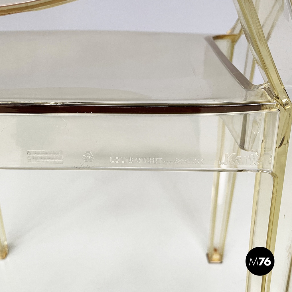 Italian modern Yellow plastic chairs Louis Ghost by Starck Kartell, 2000-2010s