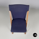 Italian post modern folding chair in wood and blue fabric structure, 1990s