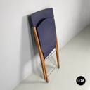 Italian post modern folding chair in wood and blue fabric structure, 1990s